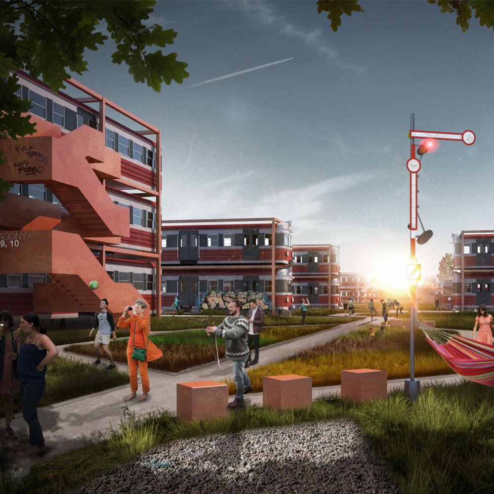 <strong>Projekt koncepcyjny osiedla ze starych wagonów EN57</strong><br/>Katowice 2017